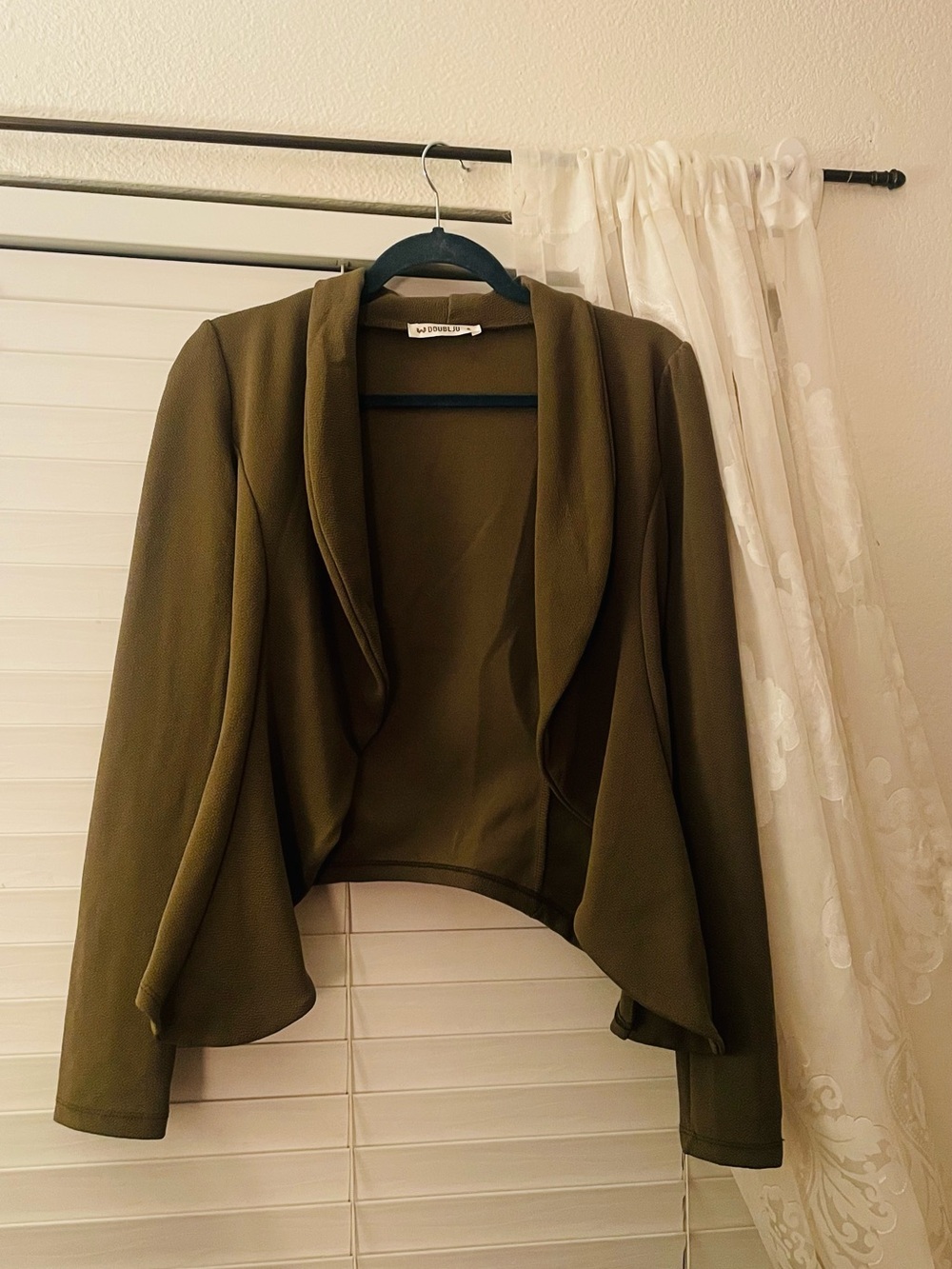 Doublju Olive Open-Front Draped Women's Blazer